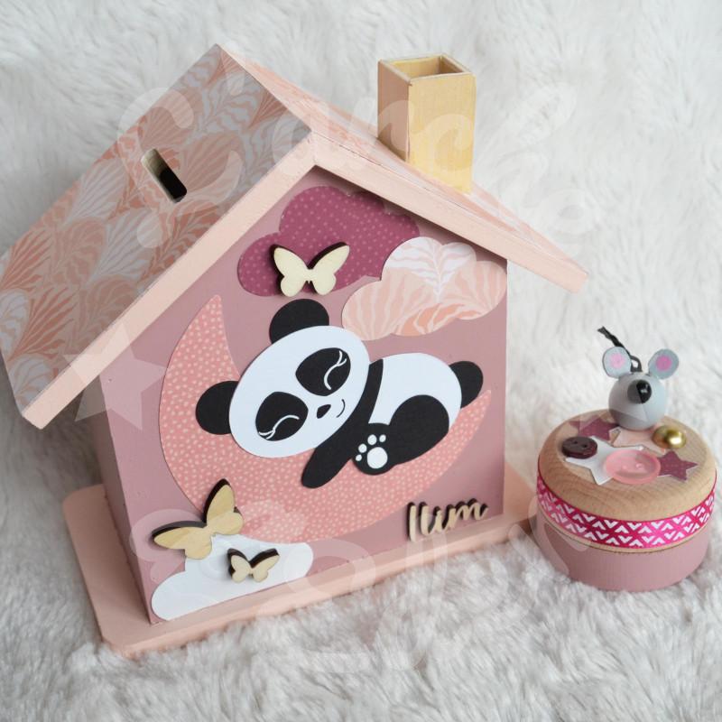 Tirelire panda sur la lune personnalisée pour enfant ou cadeau de naissance