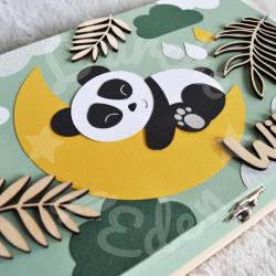 Boite à souvenirs de naissance personnalisée décoration panda dans la jungle