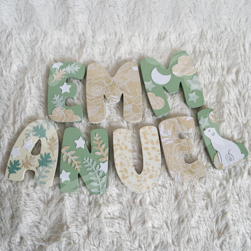 Prénom en bois avec ourson pour décoration de chambre d'enfant ou cadeau de naissance Prénom en bois avec ourson pour décoration de chambre d'enfant ou cadeau de naissance
