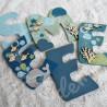 Prénom en bois pour décoration de chambre d'enfant ou cadeau de naissance avec baleine et animaux de la mer