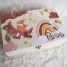 Boite à souvenirs de naissance personnalisée décoration renard et arc en ciel