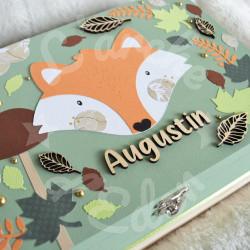 Boite à souvenirs de naissance personnalisée décoration renard et foret
