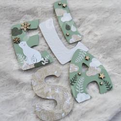 Prénom en bois pour décoration de chambre d'enfant ou cadeau de naissance avec ours polaire