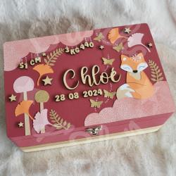 Boite à souvenirs de naissance personnalisée décoration renarde boheme