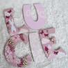 Prénom en bois pour décoration de chambre d'enfant ou cadeau de naissance sur le thème lapin et décor champetre