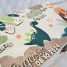 Boite à souvenirs de naissance personnalisée décoration dinosaure et volcan