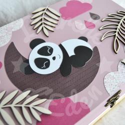 Boite à souvenirs de naissance personnalisée décoration panda dans la jungle