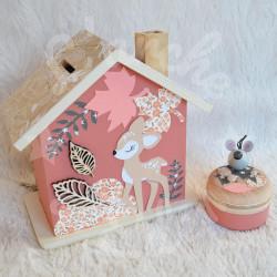 Tirelire biche ou faon personnalisée pour enfant ou cadeau de naissance