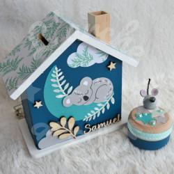 Tirelire koala sur la lune personnalisée pour enfant ou cadeau de naissance