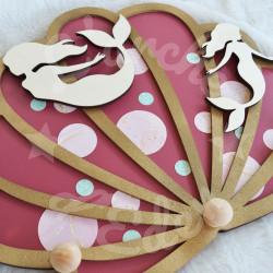 Porte manteau en bois avec sirène pour décoration de chambre d'enfant ou cadeau de naissance