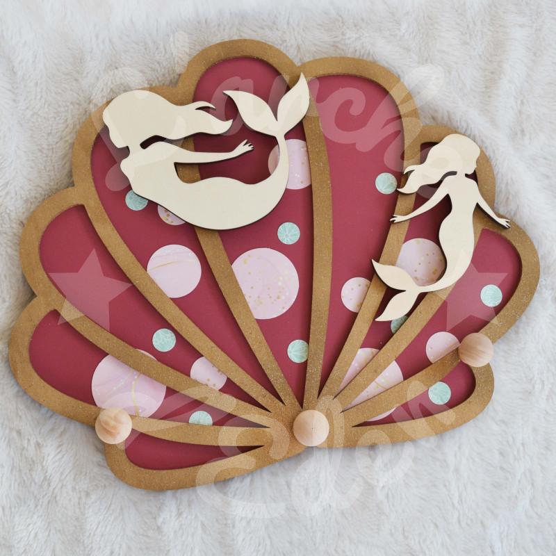 Porte manteau en bois avec sirène pour décoration de chambre d'enfant ou cadeau de naissance Porte manteau en bois avec sirène pour décoration de chambre d'enfant ou cadeau de naissance