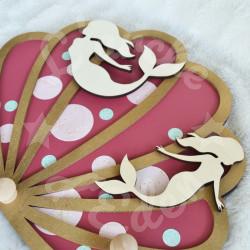Porte manteau en bois avec sirène pour décoration de chambre d'enfant ou cadeau de naissance