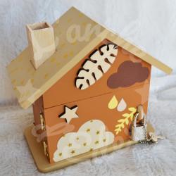 Tirelire personnalisée lion décor savane pour enfant ou cadeau de naissance