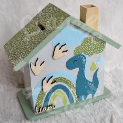 Tirelire dinosaure et arc en ciel personnalisée pour enfant ou cadeau de naissance