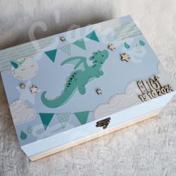 Boite à souvenirs de naissance personnalisée décoration dragon et nuages