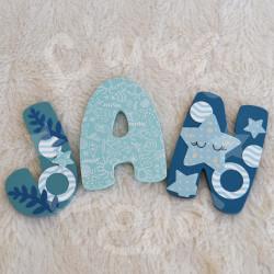 Prénom en bois sur le theme de l ocean pour décoration de chambre d'enfant ou cadeau de naissance