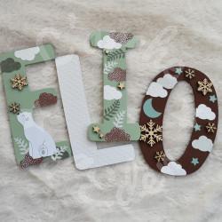 Prénom en bois avec ourson polaire pour décoration de chambre d'enfant ou cadeau de naissance