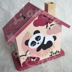 Tirelire panda sur la lune personnalisée pour enfant ou cadeau de naissance