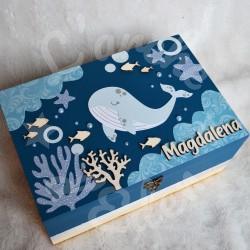 Boite à souvenirs de naissance personnalisée décoration baleine