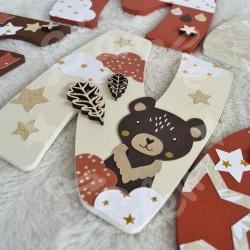 Prénom en bois pour décoration de chambre d'enfant ou cadeau de naissance avec ours brun