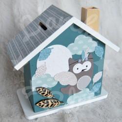 Tirelire personnalisée Hibou et lune pour enfant ou cadeau de naissance
