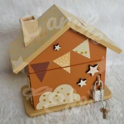 Tirelire personnalisée girafe décor savane pour enfant ou cadeau de naissance