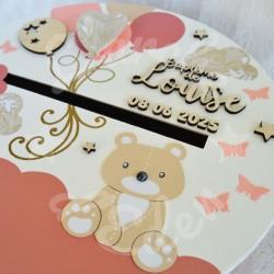 Decoration de bapteme urne et livre d or thème ourson et ballons