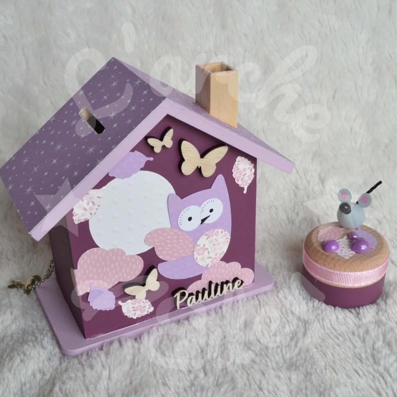 Tirelire personnalisée Hibou et lune pour enfant ou cadeau de naissance Tirelire personnalisée Hibou et lune pour enfant ou cadeau de naissance
