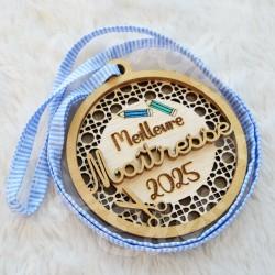 Cadeau de fin d'année, remerciement maitresse, medaille en bois pour cadeau maitresse