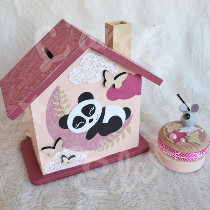 Tirelire panda endormi personnalisée au prénom de l'enfant Tirelire panda endormi personnalisée au prénom de l'enfant