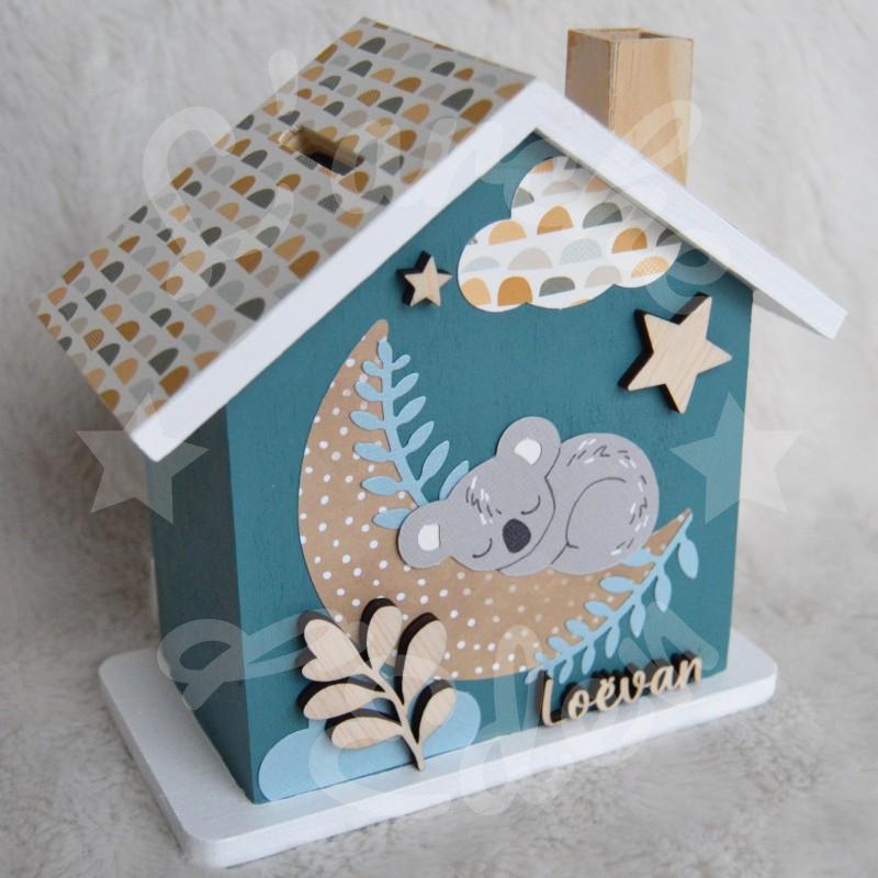 Tirelire koala sur la lune personnalisée pour enfant ou cadeau de naissance