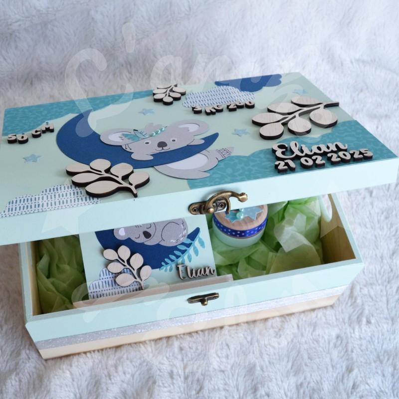 Cadeau de naissance thème Koala, boite à souvenirs personnalisée avec une tirelire et boite a dents Cadeau de naissance thème Koala, boite à souvenirs personnalisée avec une tirelire et boite a dents