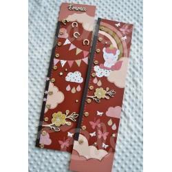Toise pour chambre d'enfant en bois décoration Licorne et arc en ciel