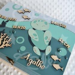 Boite à souvenirs de naissance personnalisée décoration tortue marine
