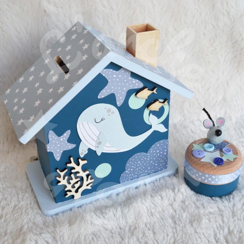 Tirelire baleine personnalisée au prénom de l'enfant