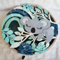 Veilleuse jungle et foret tropical avec koala en bois pour chambre d'enfant