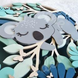 Veilleuse jungle et foret tropical avec koala en bois pour chambre d'enfant