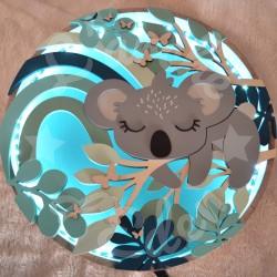 Veilleuse jungle et foret tropical avec koala en bois pour chambre d'enfant