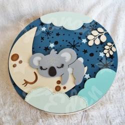 Veilleuse en bois avec koala et ciel étoilé