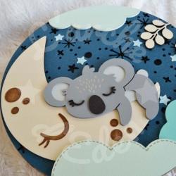 Veilleuse en bois avec koala et ciel étoilé