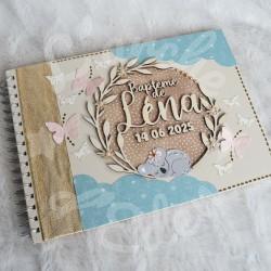 Decoration de bapteme urne et livre d or thème koala et papillons