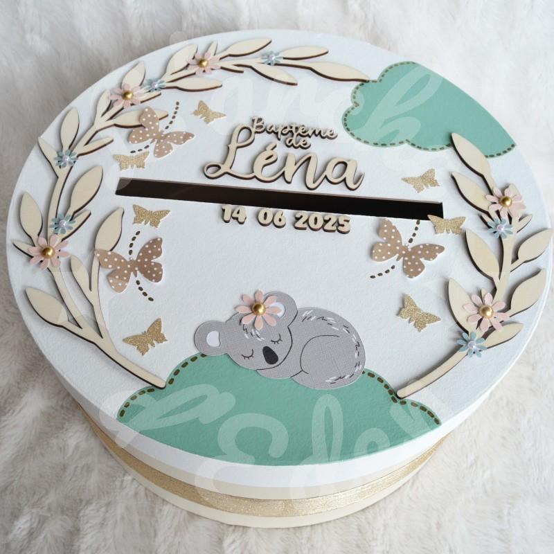 Decoration de bapteme urne et livre d or thème koala et papillons