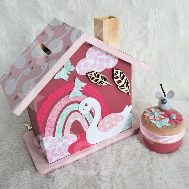 Tirelire cygne et arc en ciel personnalisée pour enfant ou cadeau de naissance Tirelire cygne et arc en ciel personnalisée pour enfant ou cadeau de naissance
