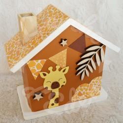 Tirelire girafe couleur caramel personnalisée au prénom de l'enfant