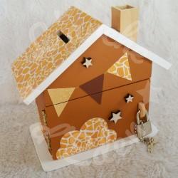 Tirelire girafe couleur caramel personnalisée au prénom de l'enfant