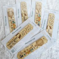 Marque page en bois pour enfant avec montgolfière ou pluie colorée