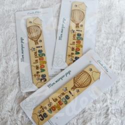 Marque page en bois pour enfant avec montgolfière ou pluie colorée