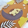 Boite à souvenirs de naissance personnalisée décoration lion dans la savane