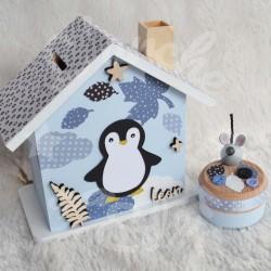 Tirelire pingouin personnalisée pour enfant ou cadeau de naissance