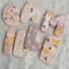 Prénom en bois pour décoration de chambre d'enfant ou cadeau de naissance sur le thème lapin et décor champetre